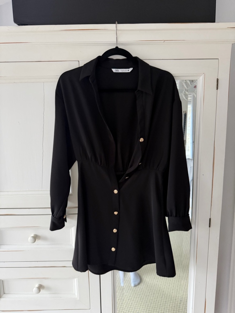 Zara Black Collared Shirt dress